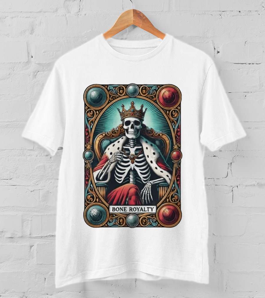 Bone Royalty Gothic Skeleton King Tarot T-Shirt
