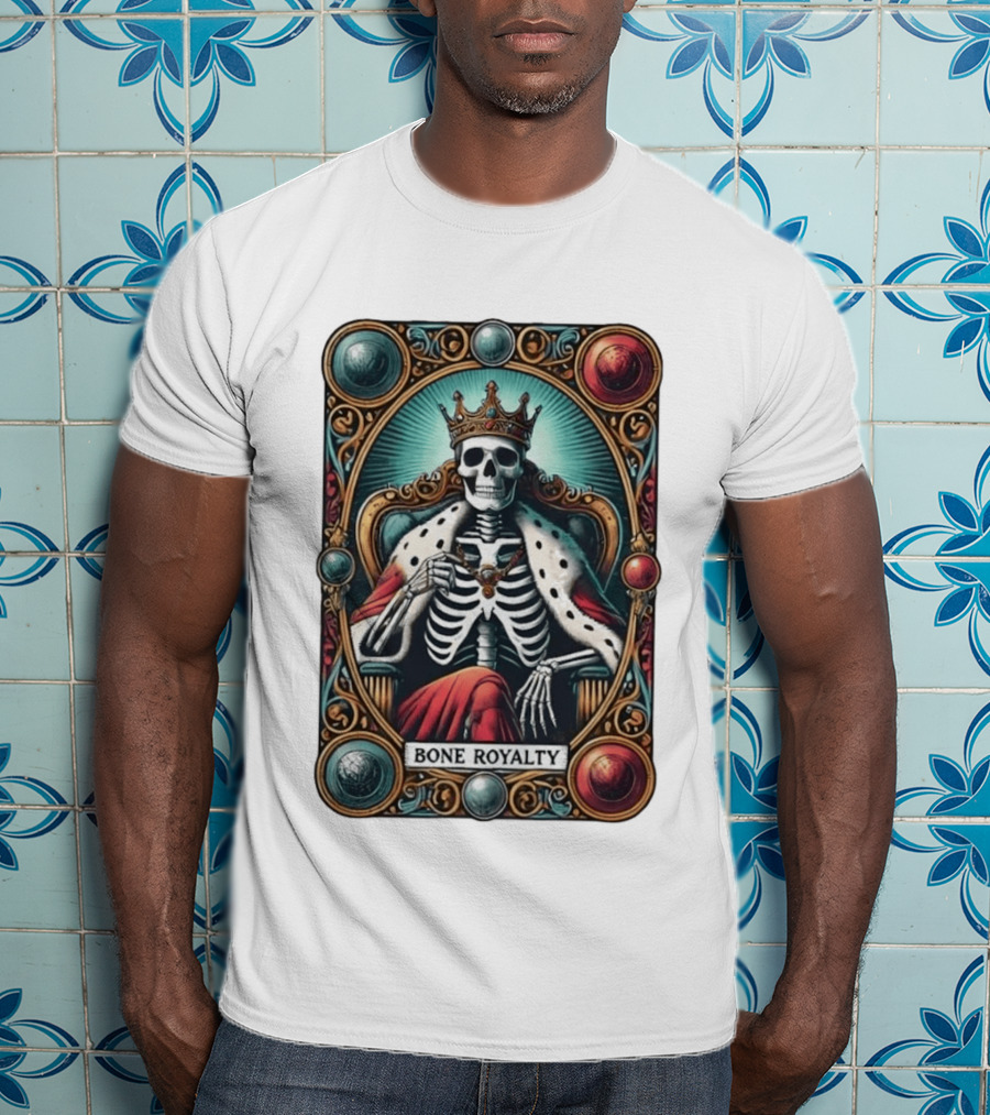 Bone Royalty Gothic Skeleton King Tarot T-Shirt