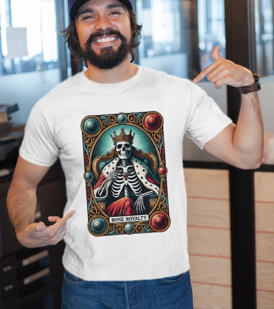 Bone Royalty Gothic Skeleton King Tarot T-Shirt