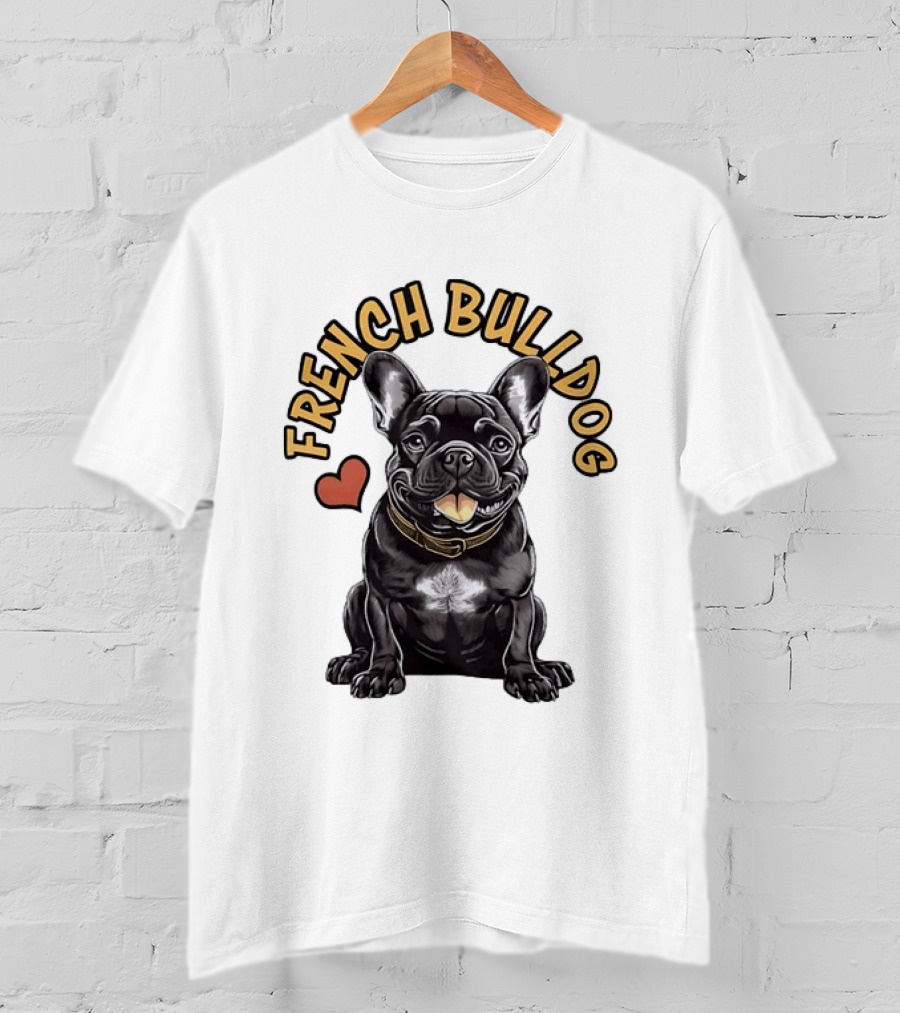 French Bulldog With Heart Frenchie Dog Lover T-Shirt