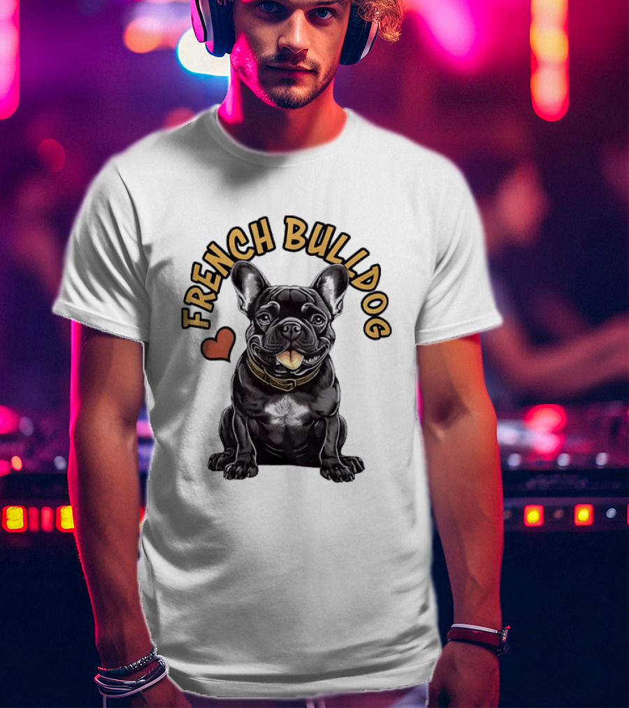 French Bulldog With Heart Frenchie Dog Lover T-Shirt