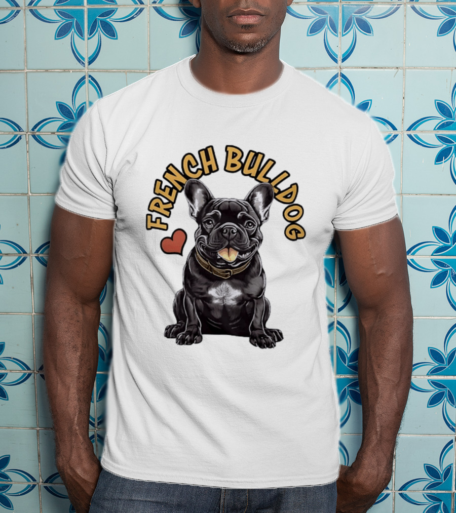 French Bulldog With Heart Frenchie Dog Lover T-Shirt