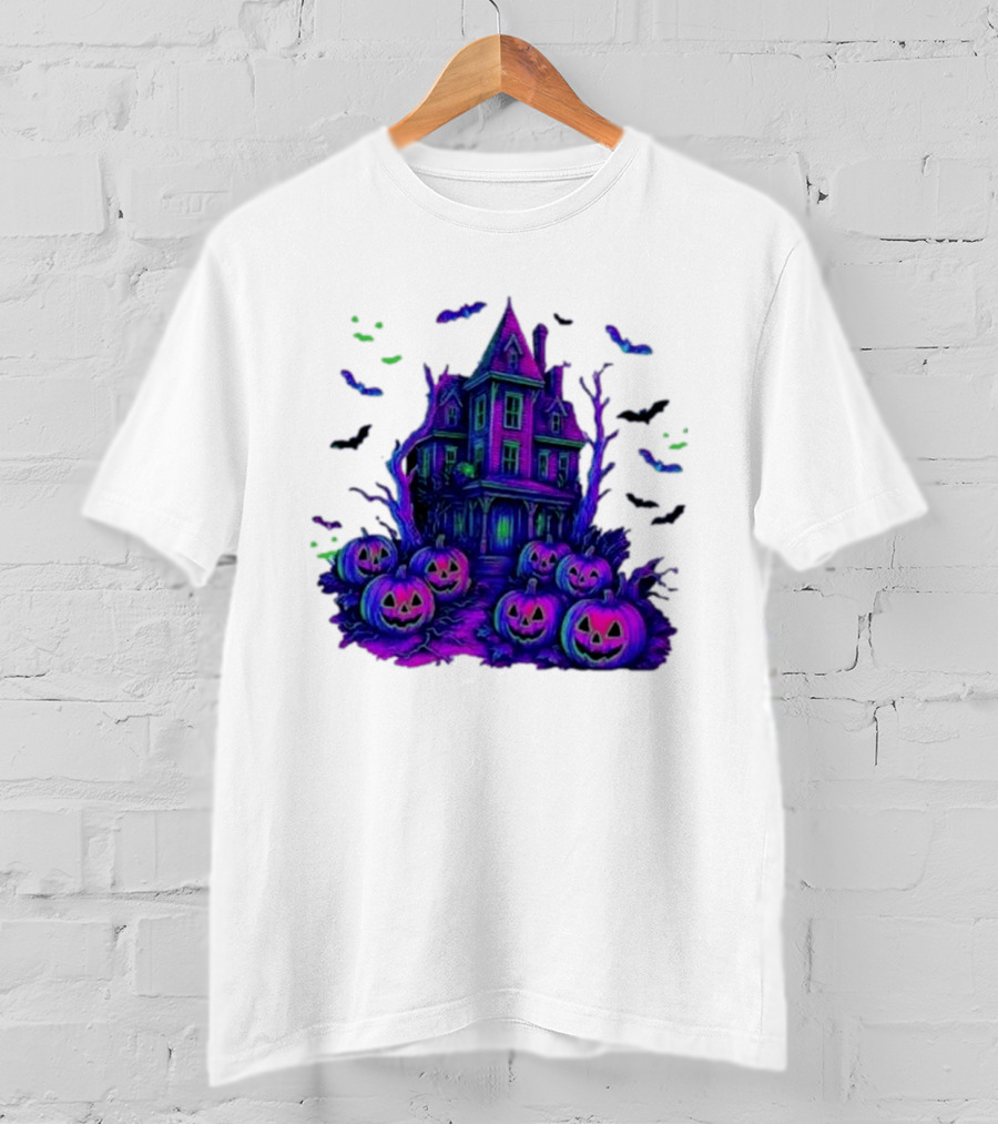 Halloween Bats Haunted House T-Shirt