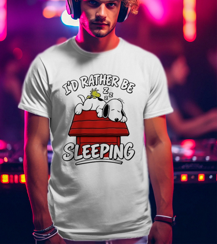 I’d Rather Be Sleeping Snoopy And Woodstock T-Shirt