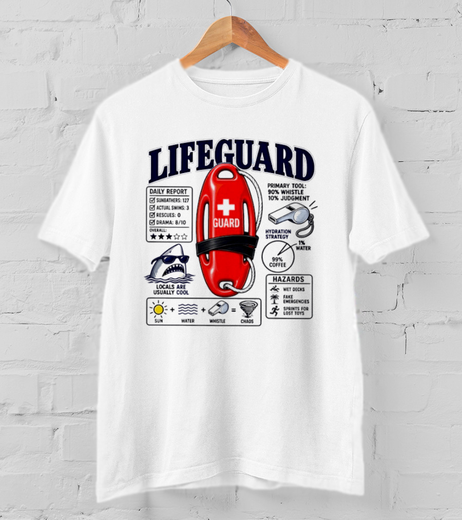 Lifeguard Daily Report Coffee And Whistle Chaos T-Shirt