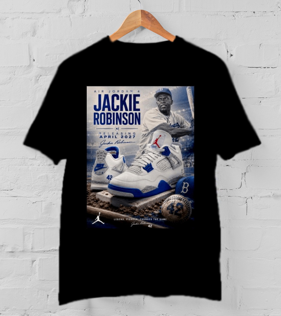 Air Jordan 4 Jackie Robinson April 2027 Release Baseball Legend 42 Nike Dodgers T-Shirt