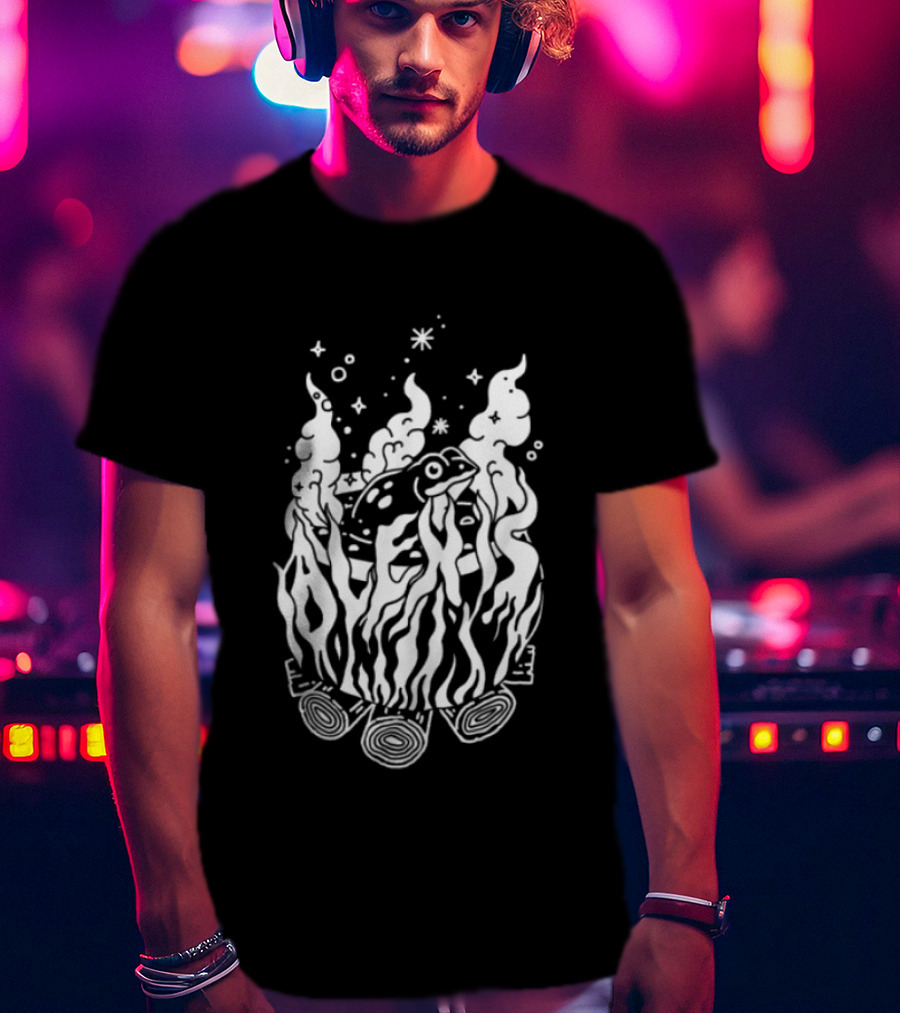 Alexisonfire Boiled Frogs Surreal Cartoon Frog With Flaming Logs T-Shirt