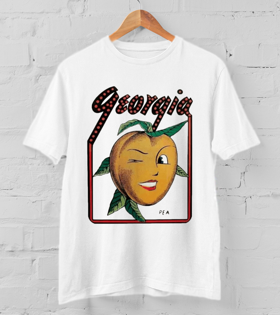 Georgia Peach Vintage Winking Icon Savannah Macon Atlanta Augusta 1950's T-Shirt