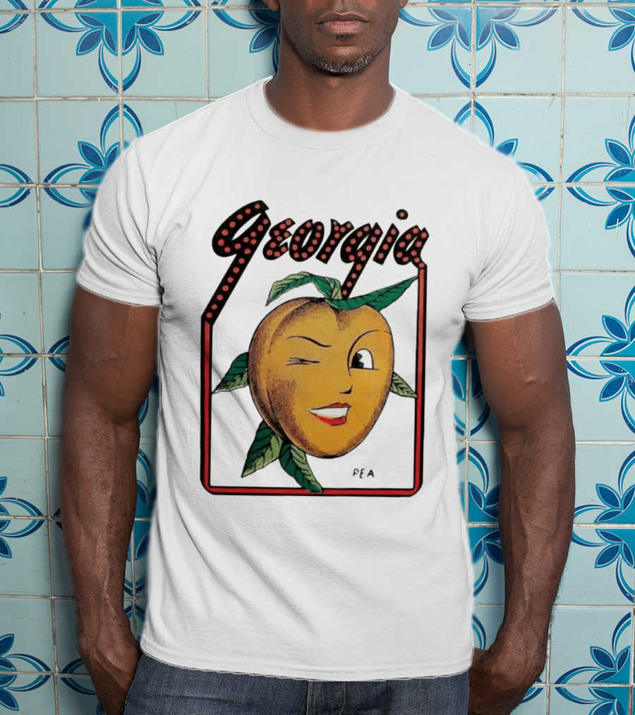 Georgia Peach Vintage Winking Icon Savannah Macon Atlanta Augusta 1950's T-Shirt