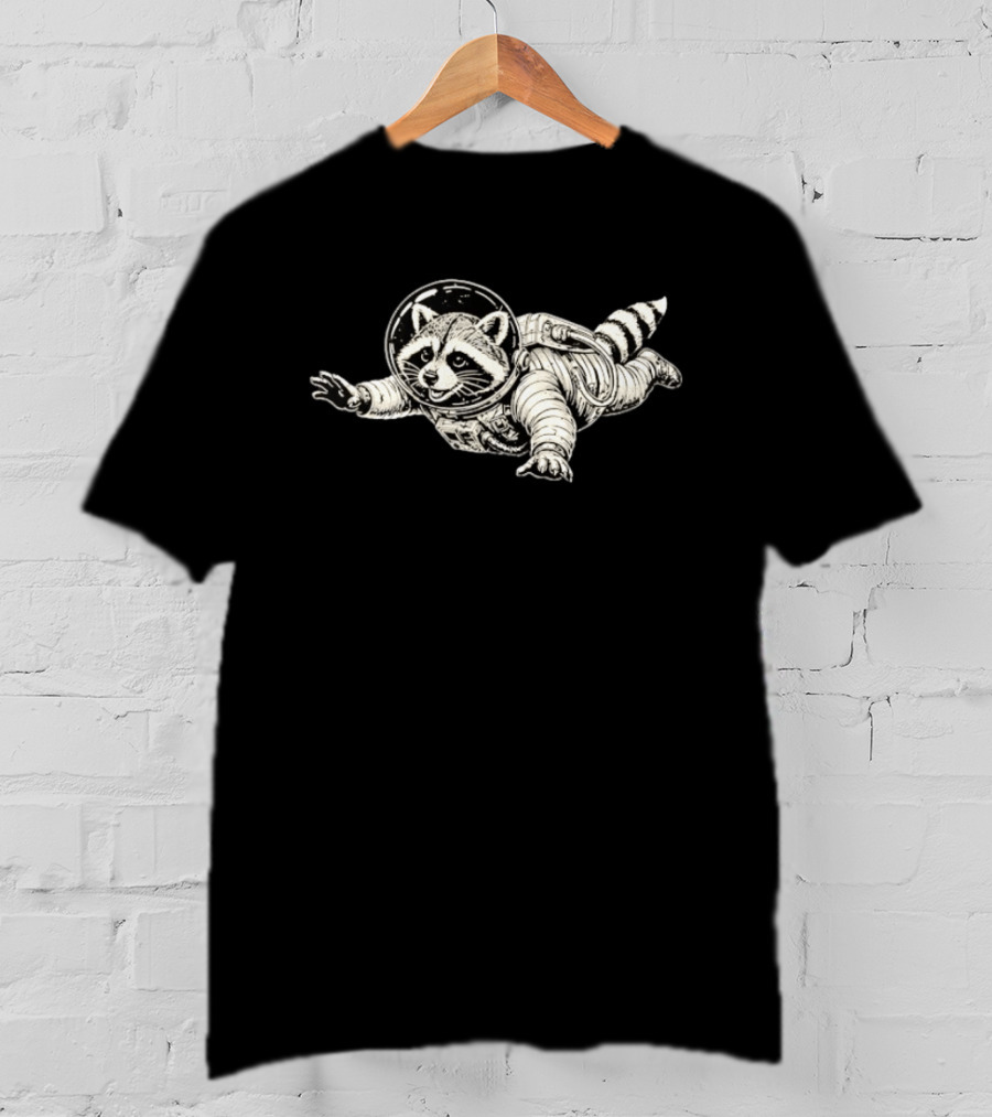 Astronaut Raccoon Floating In Space Galaxy Adventure T-Shirt