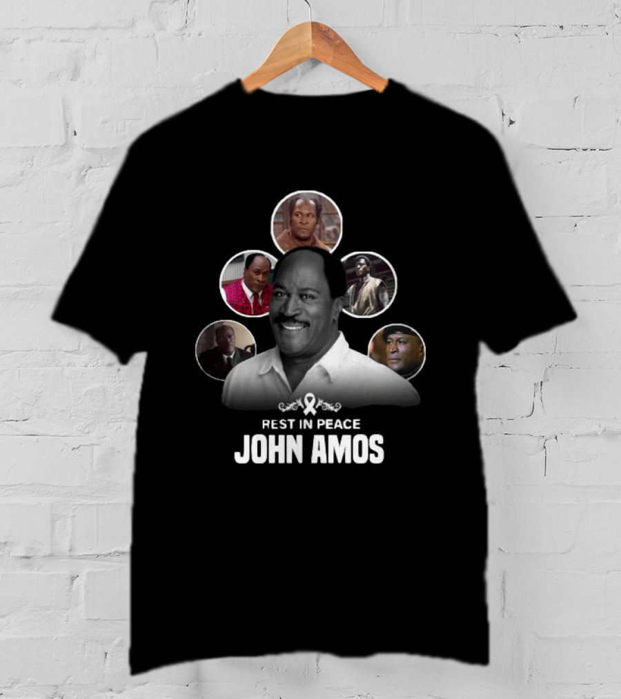 Rest In Peace John Amos Ribbon Tribute With Iconic Role Images T-Shirt
