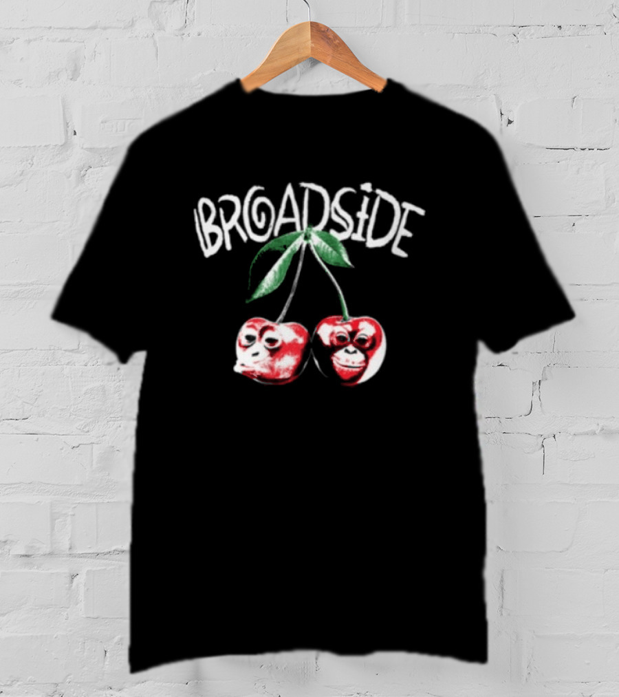 Broadside Chimpy Red Cherry Graphics With Green Leaves T-Shirt
