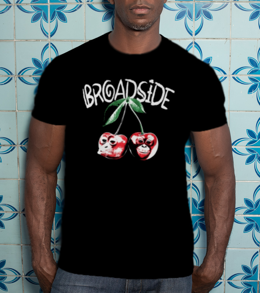 Broadside Chimpy Red Cherry Graphics With Green Leaves T-Shirt