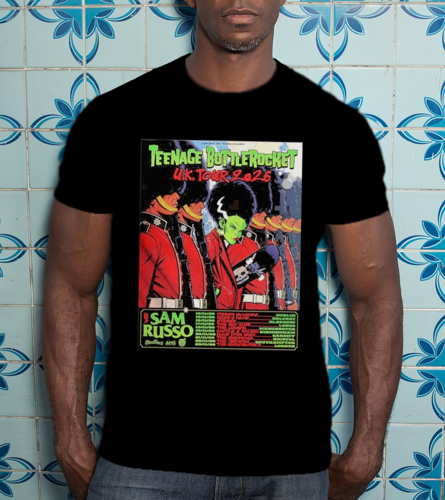 Teenage Bottlerocket UK Tour 2026 Sam Russo Dates Dublin Glasgow Brixton London T-Shirt