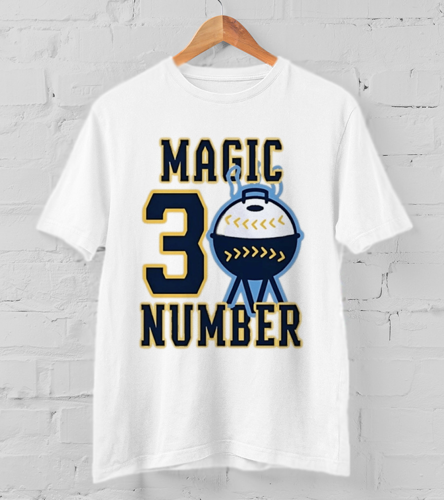 Milwaukee Brewers Magic Number 3 Baseball Grill Sports T-Shirt