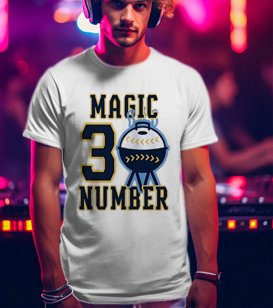 Milwaukee Brewers Magic Number 3 Baseball Grill Sports T-Shirt
