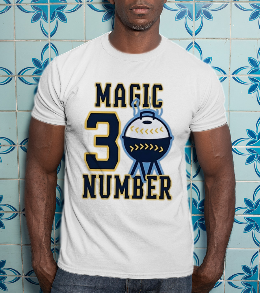 Milwaukee Brewers Magic Number 3 Baseball Grill Sports T-Shirt