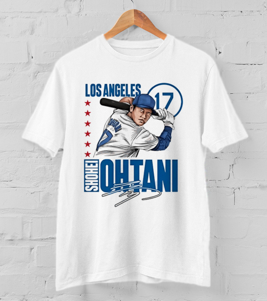 Los Angeles Shohei Ohtani 17 MLB Baseball Player Graphic With Stars T-Shirt