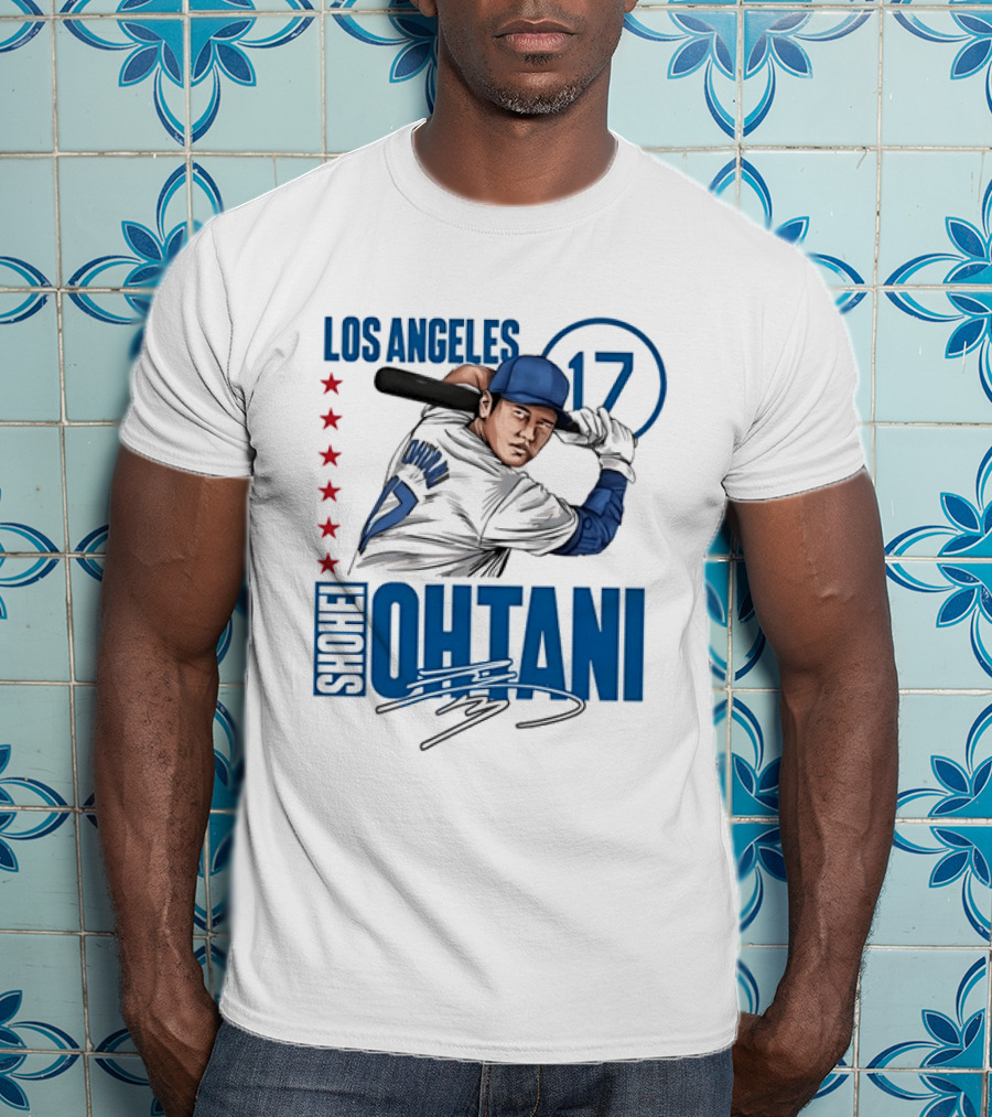 Los Angeles Shohei Ohtani 17 MLB Baseball Player Graphic With Stars T-Shirt