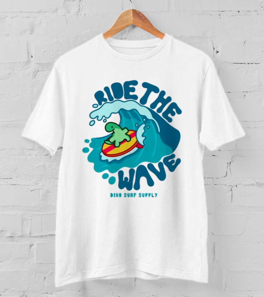 Ride The Wave Turtle Surfing Dino Surf Supply T-Shirt