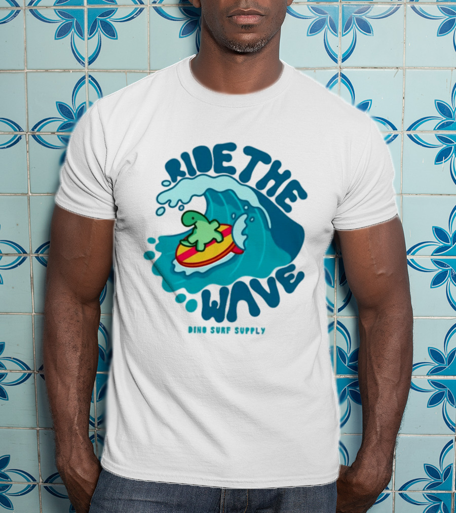 Ride The Wave Turtle Surfing Dino Surf Supply T-Shirt