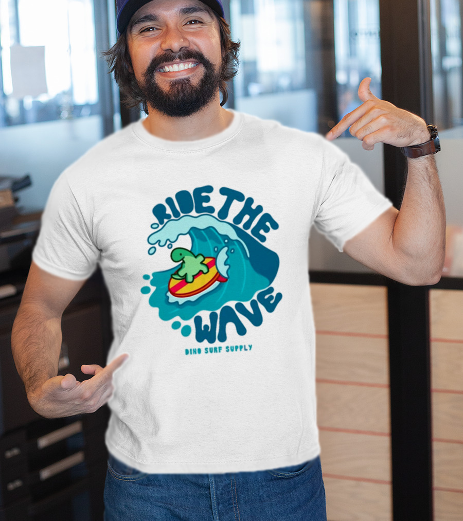 Ride The Wave Turtle Surfing Dino Surf Supply T-Shirt