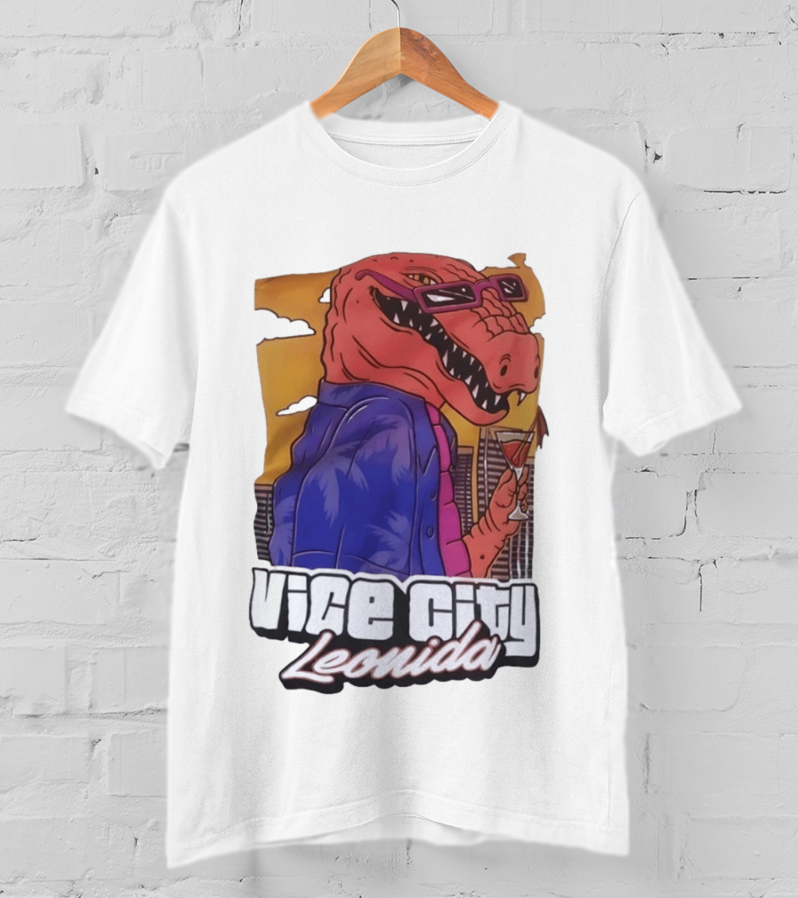 Vice City Leonida Rex Dinosaur Gaming Retro Vibes T-Shirt