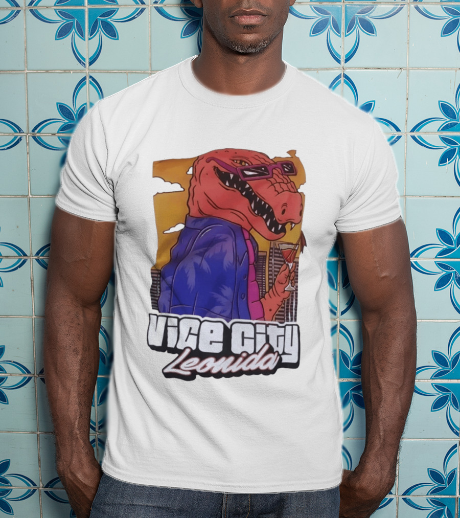 Vice City Leonida Rex Dinosaur Gaming Retro Vibes T-Shirt