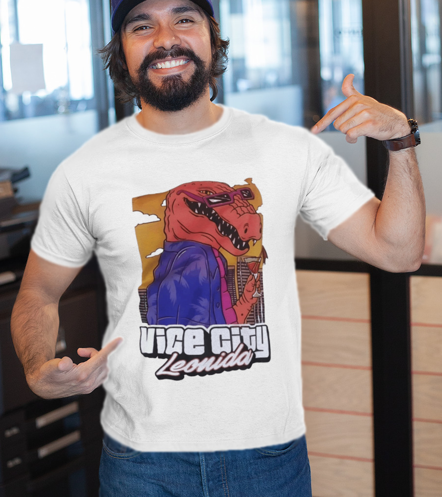 Vice City Leonida Rex Dinosaur Gaming Retro Vibes T-Shirt