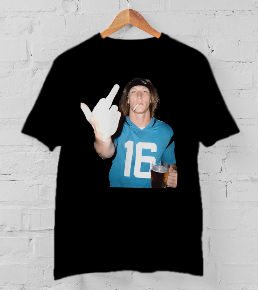 Trevor Lawrence Jersey 16 Middle Finger Beer Cigarette Jacksonville Jaguars T-Shirt