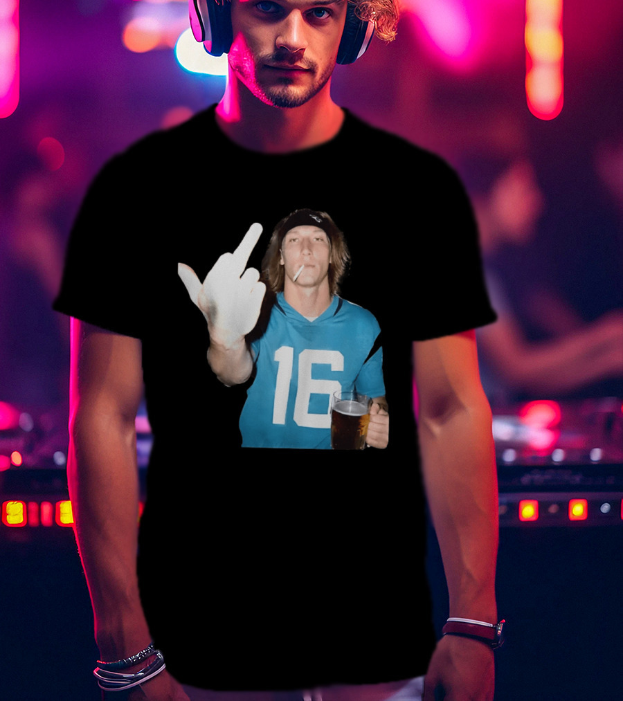 Trevor Lawrence Jersey 16 Middle Finger Beer Cigarette Jacksonville Jaguars T-Shirt