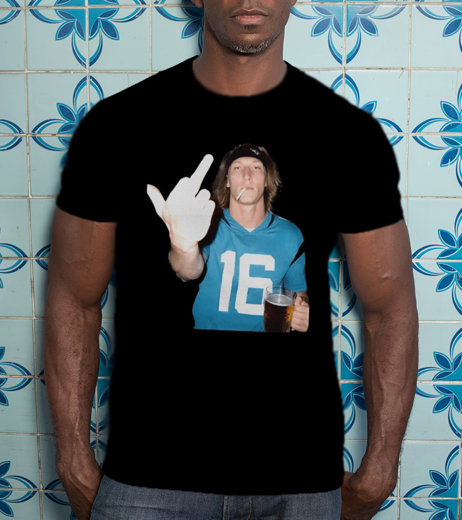 Trevor Lawrence Jersey 16 Middle Finger Beer Cigarette Jacksonville Jaguars T-Shirt