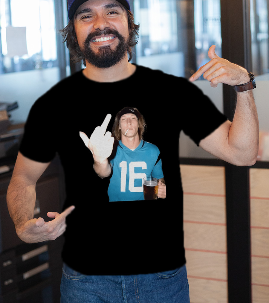 Trevor Lawrence Jersey 16 Middle Finger Beer Cigarette Jacksonville Jaguars T-Shirt