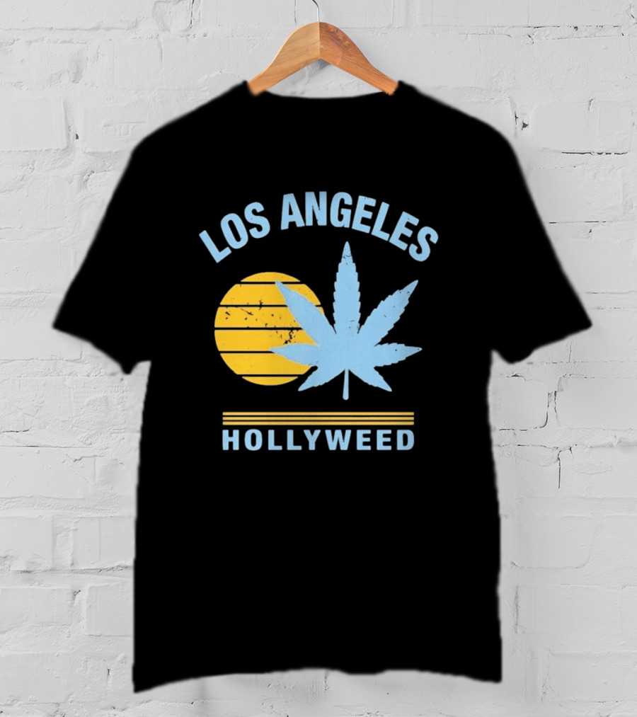 Los Angeles Hollyweed Cannabis Leaf Sunburst T-Shirt