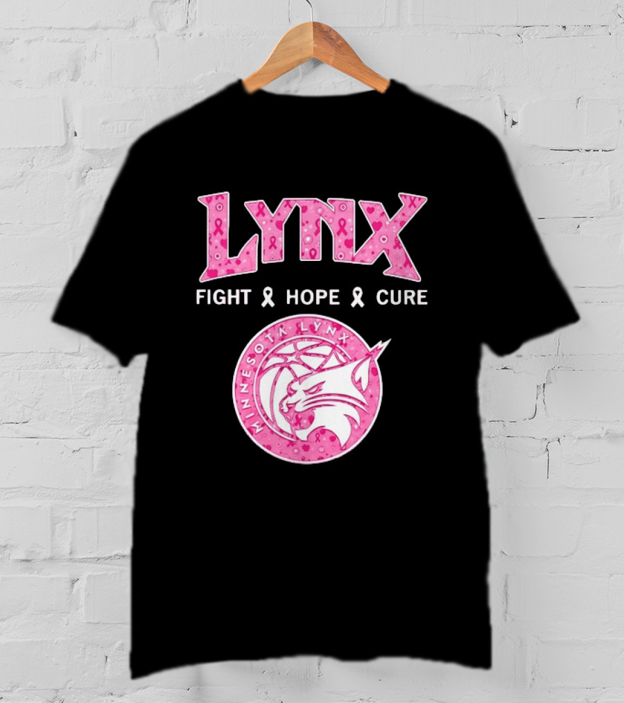 Minnesota Lynx Fight Hope Cure Breast Cancer Awareness Pink Ribbon T-Shirt