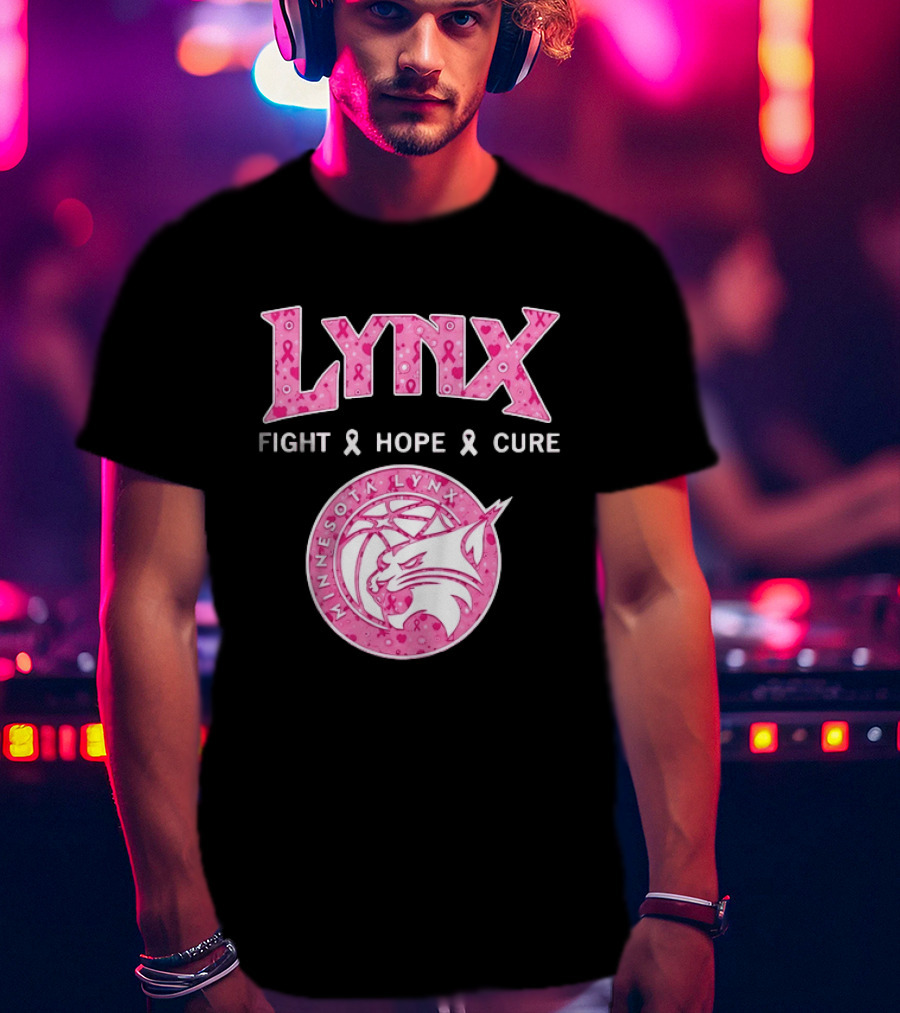 Minnesota Lynx Fight Hope Cure Breast Cancer Awareness Pink Ribbon T-Shirt