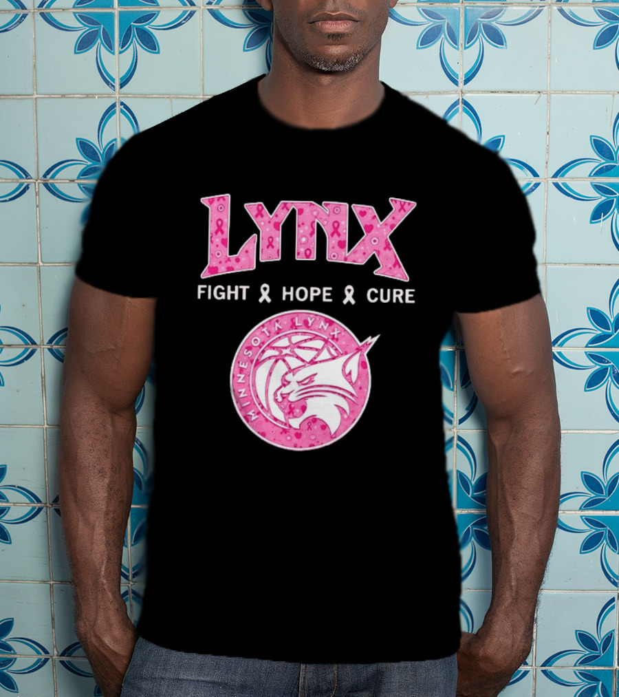 Minnesota Lynx Fight Hope Cure Breast Cancer Awareness Pink Ribbon T-Shirt