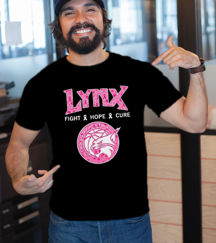 Minnesota Lynx Fight Hope Cure Breast Cancer Awareness Pink Ribbon T-Shirt