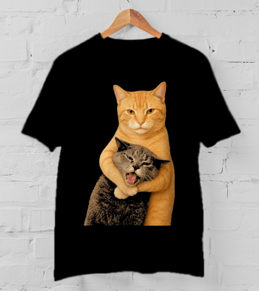 Cat Fight Meme Hugging Cats Funny Pet Lovers T-Shirt