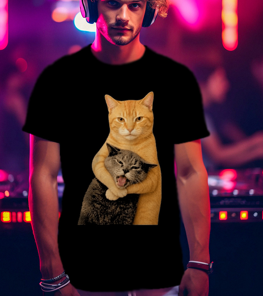 Cat Fight Meme Hugging Cats Funny Pet Lovers T-Shirt