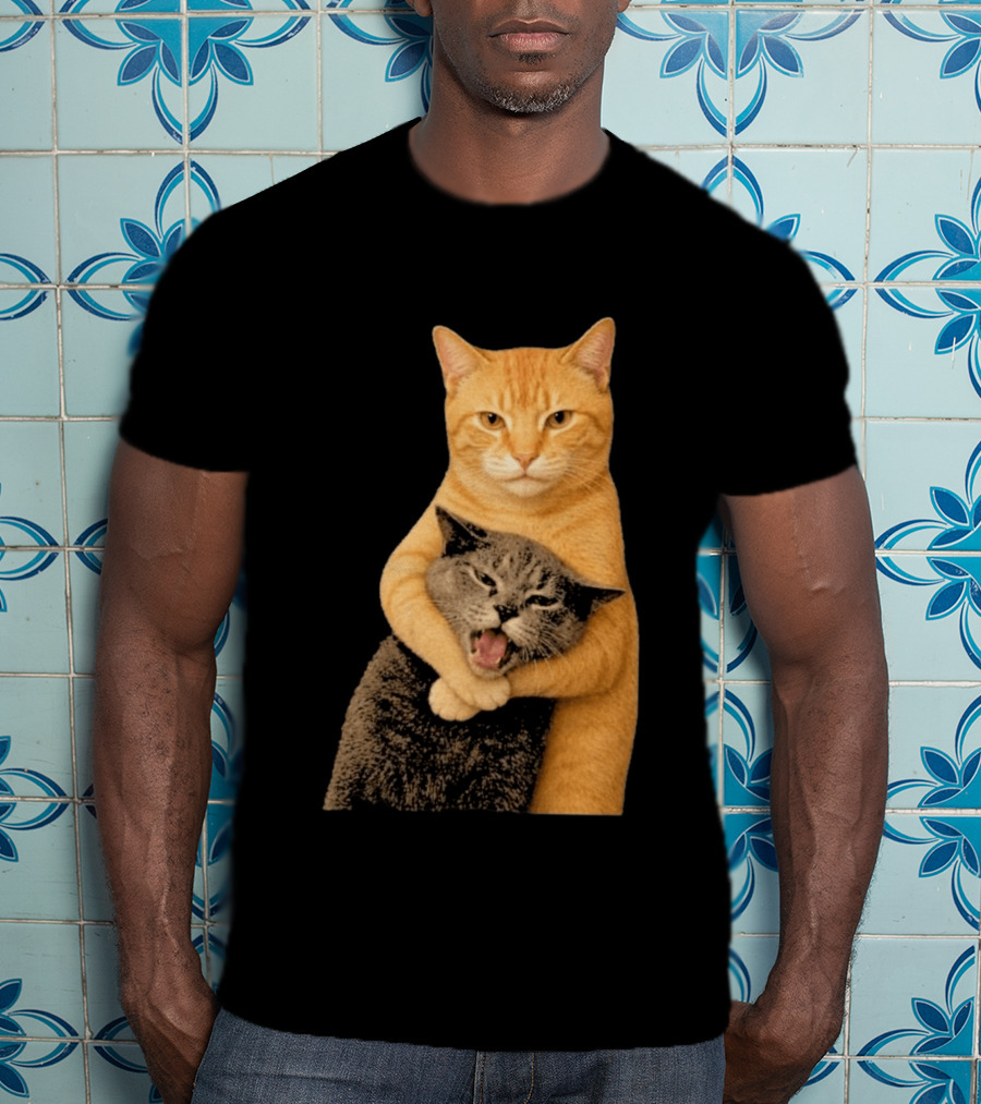 Cat Fight Meme Hugging Cats Funny Pet Lovers T-Shirt