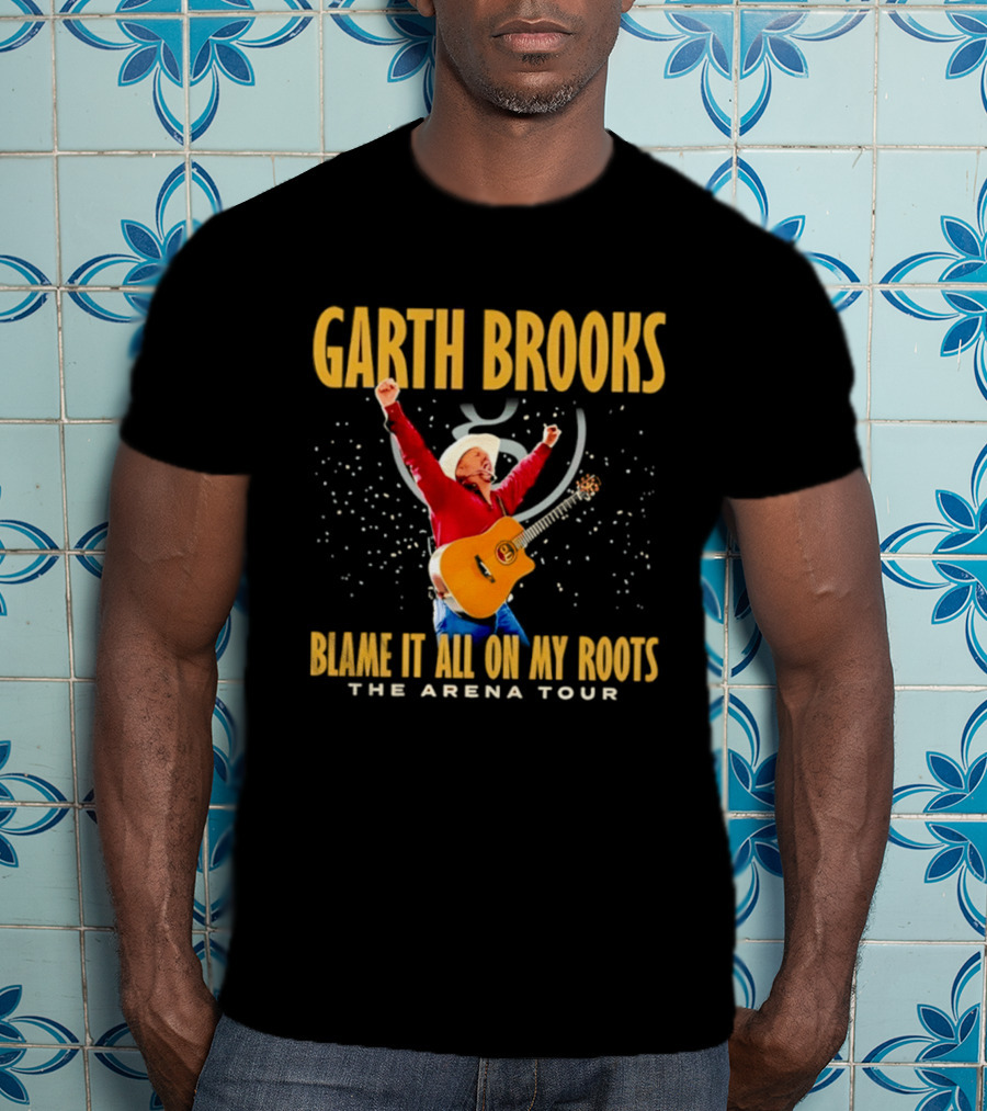 Garth Brooks Blame It All On My Roots The Arena Tour Cowboy Guitarist Celebration T-Shirt