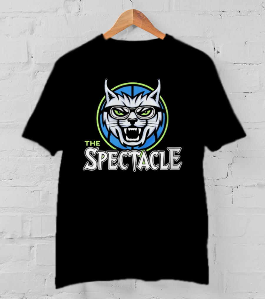 The Spectacle Cat With Glasses Feline Roaring Icon In Blue Circle T-Shirt