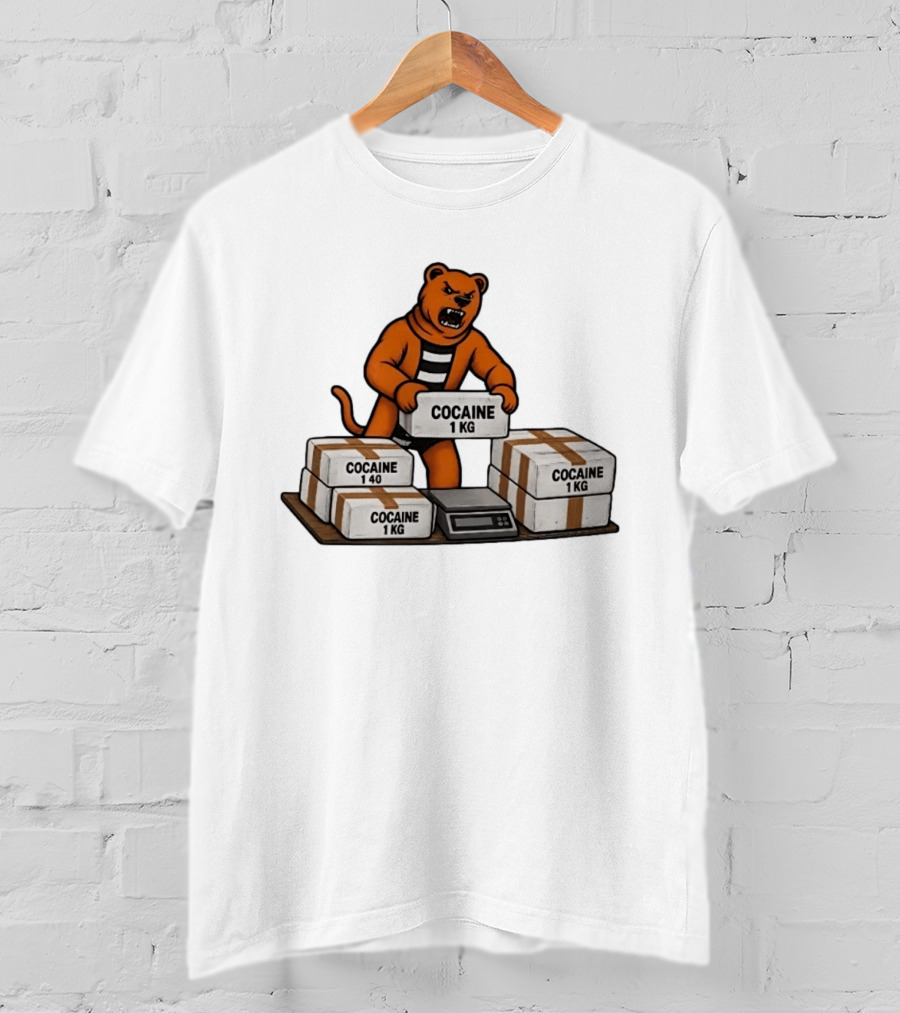 Angry Bear Holding Cocaine 1KG Bricks Meme T-Shirt