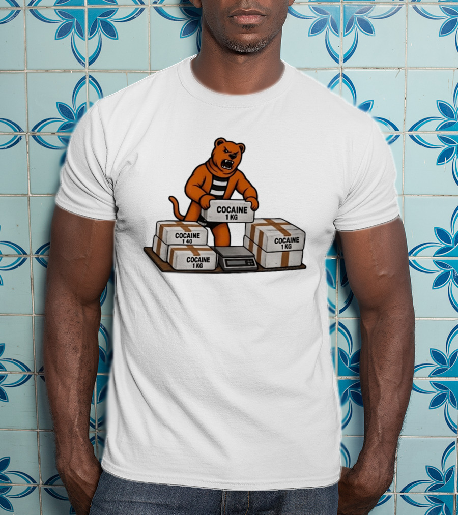 Angry Bear Holding Cocaine 1KG Bricks Meme T-Shirt