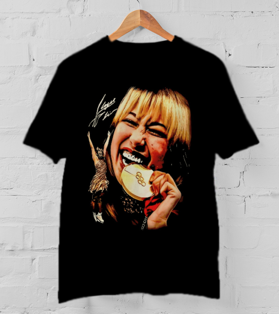 Tara Lipinski Olympic Gold Medal Celebration Iconic Figure Skater Image T-Shirt