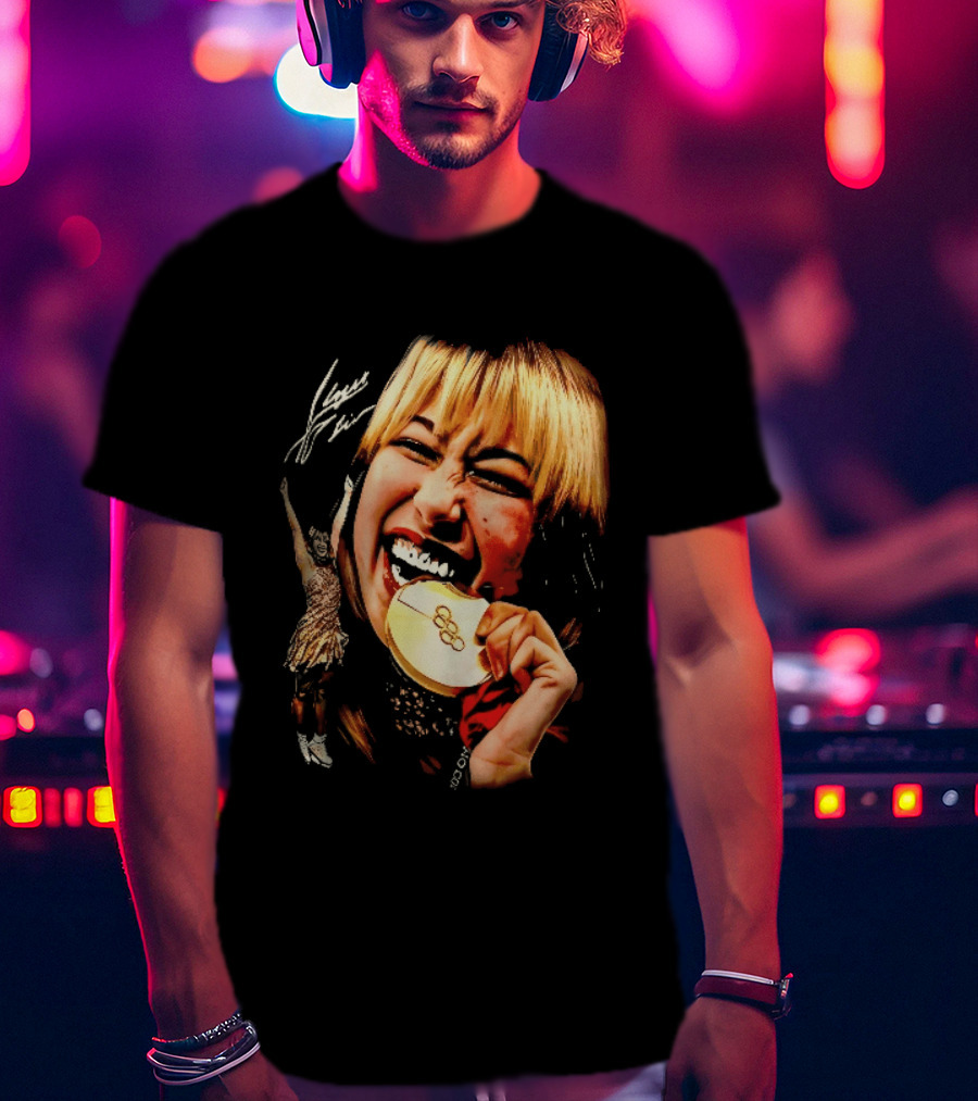 Tara Lipinski Olympic Gold Medal Celebration Iconic Figure Skater Image T-Shirt