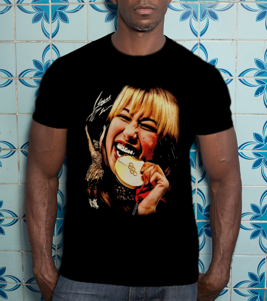 Tara Lipinski Olympic Gold Medal Celebration Iconic Figure Skater Image T-Shirt