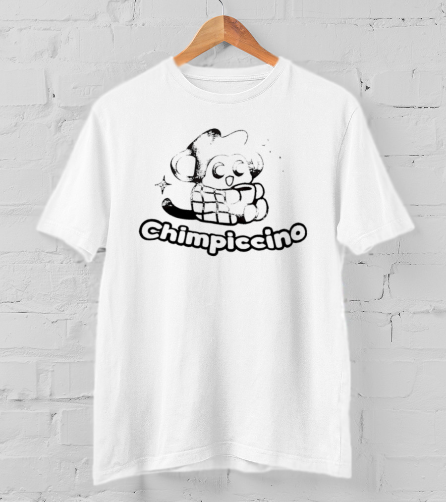 Chimpiccino Cartoon Chimpanzee Plaid Blanket Coffee Cup Cozy Distressed T-Shirt