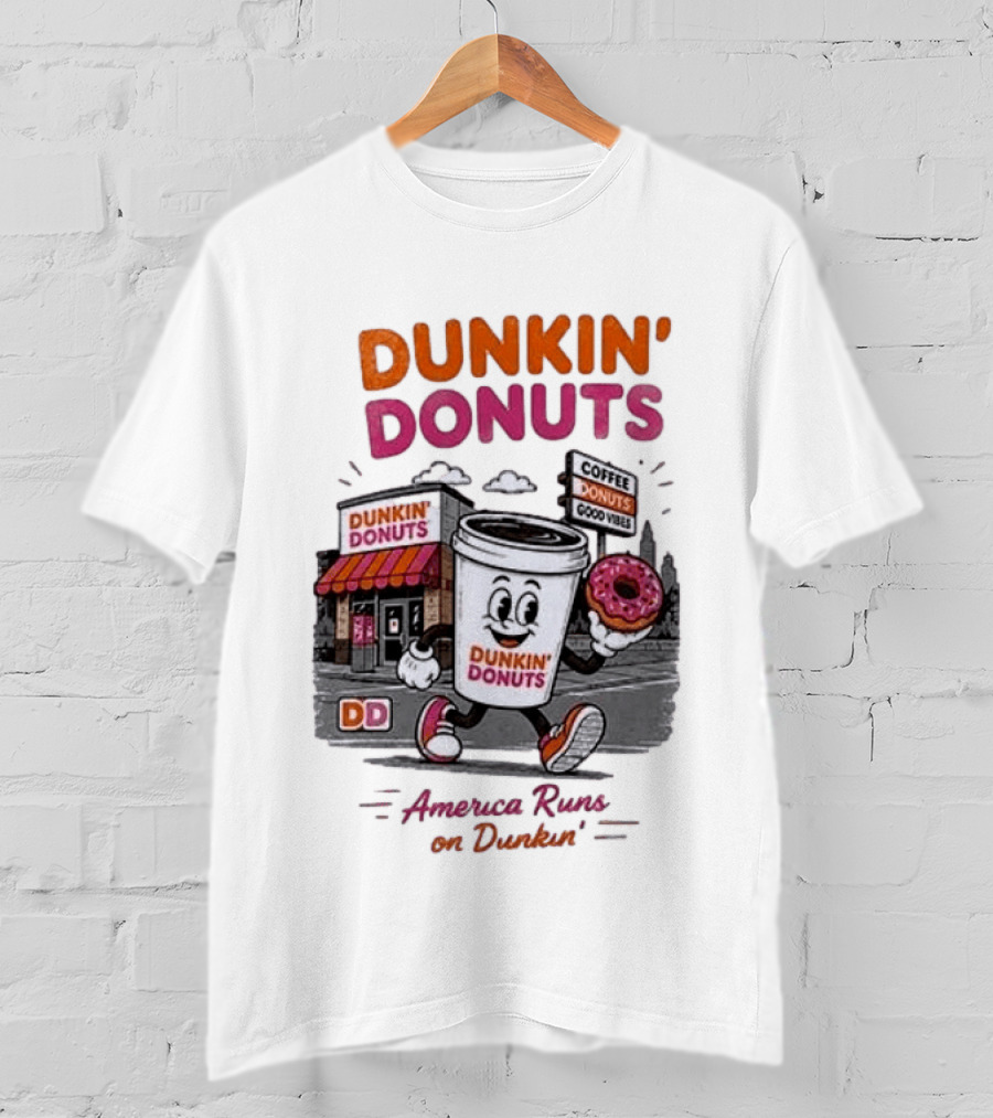 Dunkin' Donuts Coffee Good Vibes America Runs On Dunkin T-Shirt